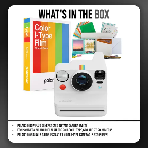 Miniatura 7 de Polaroid Now Plus Generation 3 - Cámara instantánea con sistema de enfoque automático de dos lentes y modo manual (blanco) Paquete con kit