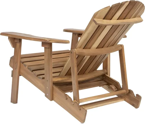 Miniatura 4 de Sillas Adirondack plegables teñidas naturales, sillas de terraza al aire libre, sillas de patio, con reposapiernas extensible para piscina, Teñido