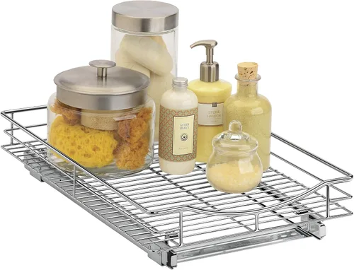 Miniatura 8 de LYNK PROFESSIONAL® Organizador de gabinete extraíble, cajones deslizantes de 14 x 21 pulgadas para gabinetes de cocina - Estantes deslizantes Cromo