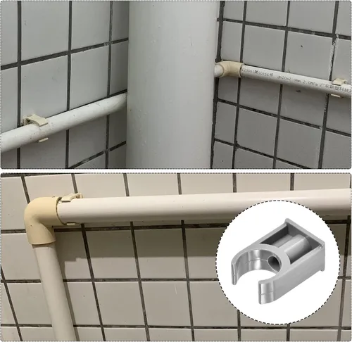 Miniatura 4 de METALLIXITY Clips de tubería de agua de PVC (0.79 pulgadas), 20 unidades, abrazaderas de plástico en forma de U con tornillos, para manguera