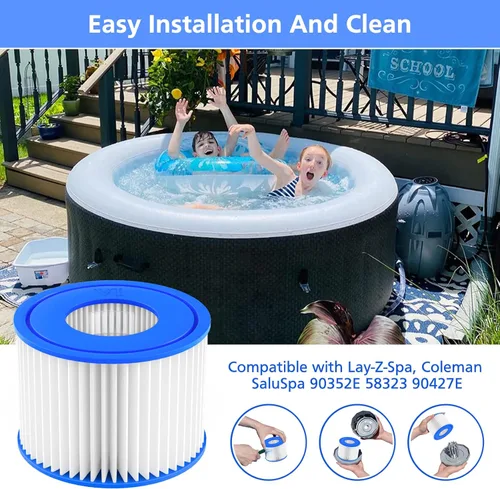Miniatura 2 de Paquete de 12 cartuchos de filtro para bañera de hidromasaje tipo VI compatibles con Lay-Z-Spa, Coleman SaluSpa 90352E 58323 90427E