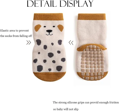 Miniatura 7 de Exegawe Calcetines antideslizantes para bebé 5 pares de calcetines gruesos y cálidos con agarres para niñas y niños calcetines antideslizantes