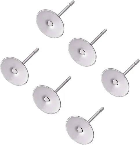 Miniatura 24 de Craftdady 400 aretes de acero inoxidable de 0.15 a 0.55 pulgadas, 8 tamaños, almohadillas planas, redondas, en blanco, para hacer joyas Almohadilla