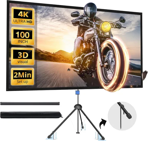 Miniatura 8 de Paris RHÔNE - Pantalla de proyector con soporte, 80 pulgadas, para interiores y exteriores, 16:9, PVC HD 4K, 1.5 ganancia, portátil, sin arrugas