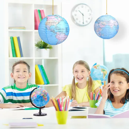 Miniatura 5 de Linternas de papel colgantes con diseño de globo terráqueo, decoraciones del Día de la Tierra alrededor del mundo, linternas de papel temáticas