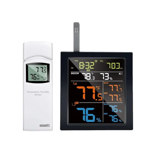 Miniatura 8 de ECOWITT WN31 - Termómetro inalámbrico multicanal y sensor de higrómetro, medidor de temperatura y humedad con pantalla LCD, interruptores
