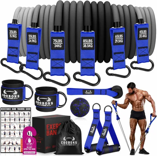 Miniatura 15 de Bandas de resistencia pesada para entrenamiento, bandas de ejercicio de 300 libras con asas, bandas de entrenamiento para hombres, juego de bandas