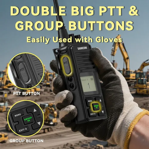 Miniatura 5 de SAMCOM FPCN10A - Radio bidireccional de largo alcance con micrófono de altavoz impermeable, walkie talkies resistentes, 20 canales UHF, batería