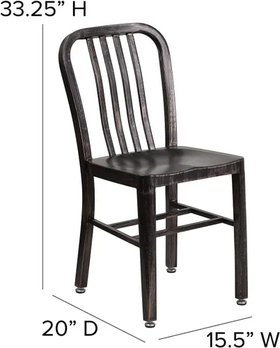 Miniatura 3 de Flash Furniture Gael - Paquete de 2 sillas de metal dorado antiguo negro para interiores y exteriores Oro negro envejecido.