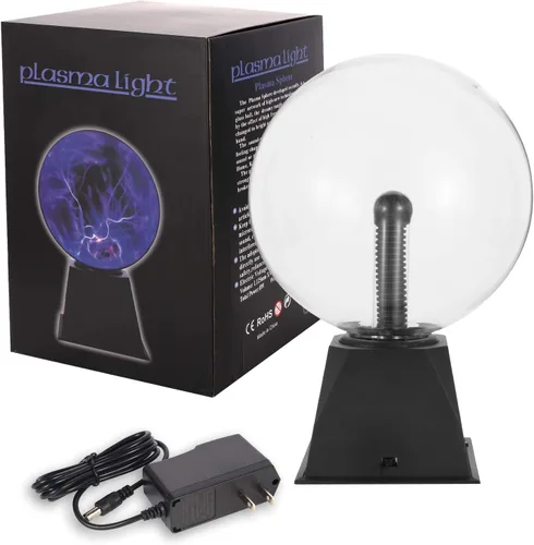 Miniatura 5 de Gresus Lámpara de bola de plasma mágica enchufable de 8 pulgadas, lámpara de plasma interactiva sensible al tacto y al sonido, globo de esfera