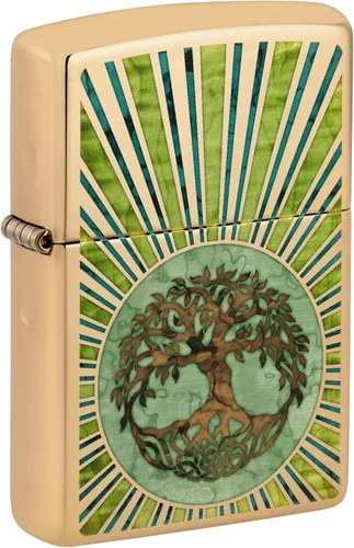Miniatura 12 de Zippo Mechero de latón envejecido árbol de la vida eterna