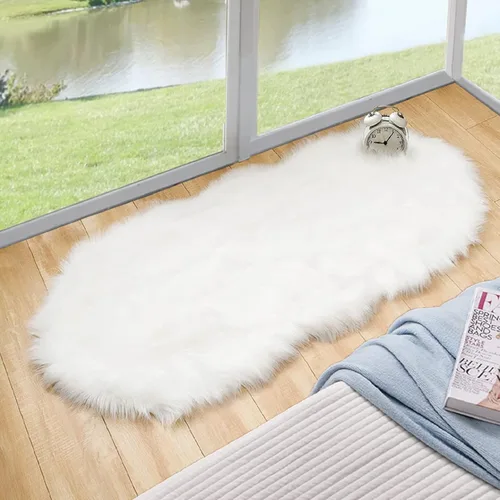 Miniatura 11 de ORINOVA Alfombras de pelo sintético lavable de color gris plateado claro para dormitorio, alfombra de felpa para sala de estar, alfombra