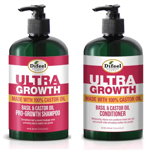 Difeel Juego de champú y acondicionador Ultra Growth – Incluye 12 onzas cada uno de champú y acondicionador, promueve el crecimiento, ideal para