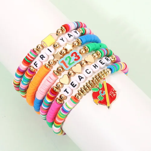 Miniatura 158 de Surfer Heishi - Pulseras apilables para mujer, apilables, de vinilo arcoíris, disco de arcilla, pulseras elásticas para la amistad, joyería bohemia
