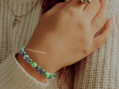 Miniatura 46 de Amazing Gemstone Pulsera de cristal para mujeres y hombres, pulsera de cristal curativo de protección, pulsera elástica con cuentas de piedras