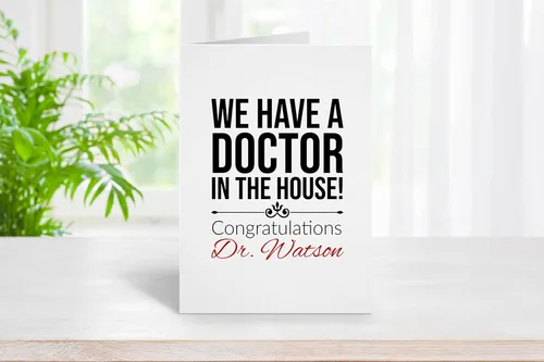 Miniatura 4 de Tarjetas de graduación personalizadas para médico, tarjeta de felicitación personalizada para hija o hijo, tenemos un médico en la casa, regalos
