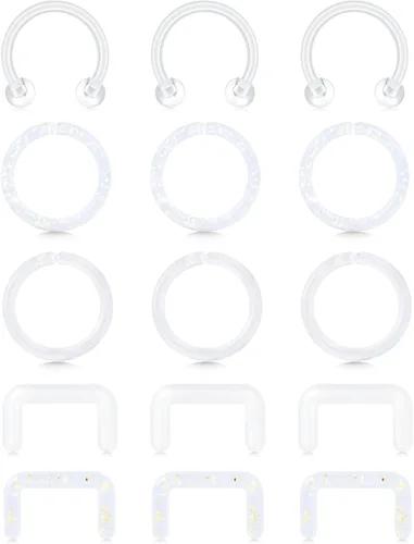 Miniatura 11 de QWALIT - Pendientes de nariz transparentes en forma de L, retenedor de piercing flexible, hueso nasal, color de piel, retenedor de piercing