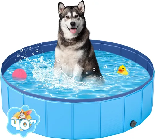 Miniatura 11 de YSJILIDE Piscina plegable para perros, piscina portátil de PVC para mascotas, baño plegable de plástico para perros y niños grandes, medianos y Azul