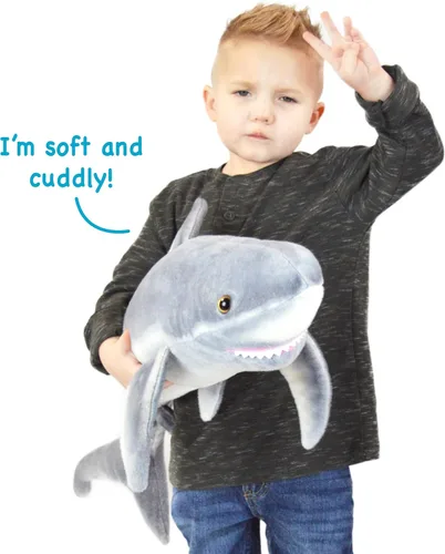 Miniatura 3 de TigerHart Sammy The Shark - Peluche de 36 pulgadas de largo, color blanco