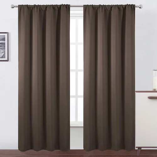 Miniatura 78 de LEMOMO Cortinas opacas negras para cocina, 42 x 45 pulgadas, juego de 2 paneles de cortinas opacas con bolsillo para cortinero para ventana pequeña