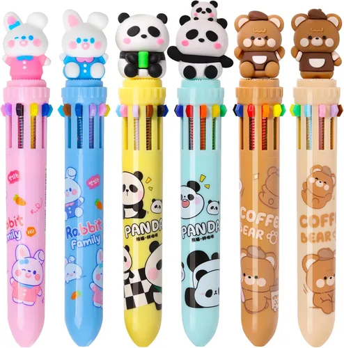 Miniatura 11 de Heliar Bolígrafo multicolor de 0.028 in, bolígrafos de colores 10 en 1, bolígrafos retráctiles de animales para oficina, suministros escolares