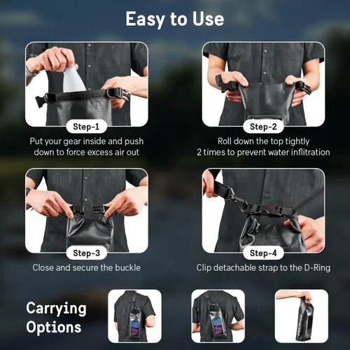 Miniatura 8 de Pelican - Marine Series - Bolsa seca resistente al agua (2.5 litros) con funda integrada para teléfono para hombres y mujeres, bolsa ligera