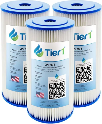 Tier1 Filtro de agua de 5 micras de 10 x 4.5 pulgadas | Cartucho de filtro de sedimentos de poliéster plisado para toda la casa | Reemplazo para