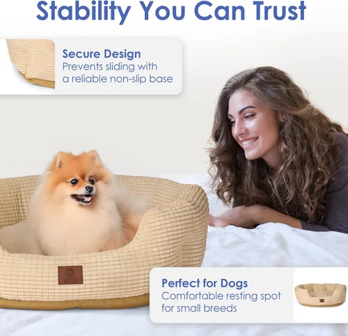 Miniatura 5 de American Kennel Club Cama para perro de 26 pulgadas, textura de palomitas de maíz, lavable, antideslizante, para perros medianos y grandes