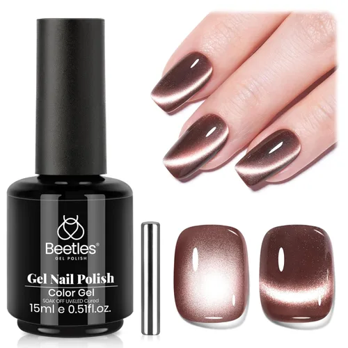 Miniatura 53 de Beetles - Esmalte de uñas de gel ultravioleta semipermanente sin HEMA de alto brillo para manicura francesa y arte de uñas, frasco a juego, blanco