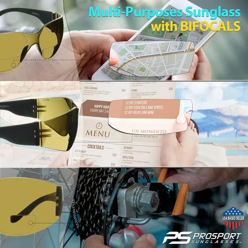Miniatura 4 de proSPORT Lector bifocal clasificado de seguridad de las gafas de sol ANSI Z87 ligero sin montura deportivo al aire libre