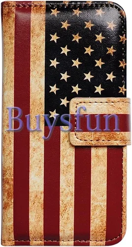 Miniatura 6 de Bcov Funda tipo cartera para Galaxy A10e, con diseño de bandera americana retro con tapa para Samsung Galaxy A10e Retro American Flag