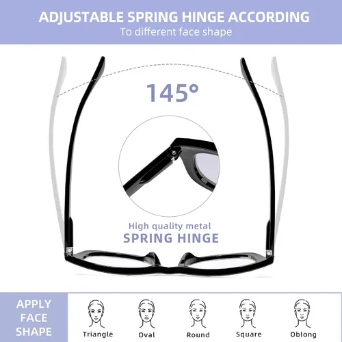 Miniatura 3 de LADEESSE - Gafas de lectura para mujer estilo Oprah, paquete de 3 unidades, con montura cuadrada extra grande con bisagra de resorte, bloqueo de luz