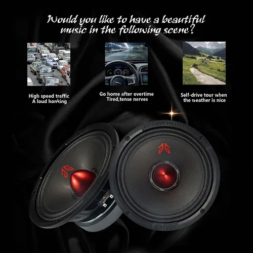 Miniatura 5 de MX80E2 - Altavoz de rango medio de 8 pulgadas, bala roja, 640 W máximo, 4 ohmios, altavoces de puerta de audio de alta calidad para coche o camión