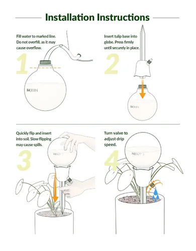 Miniatura 8 de NiHome 2 piezas de globos de riego automático para plantas de interior y exterior, bombillas de riego por goteo automático ajustables con estacas