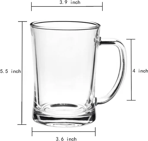 Miniatura 2 de Paquete de 2 vasos de cerveza grandes pesados con asa, jarras de cerveza de vidrio de 22 onzas, juego de vasos de cerveza tradicionales