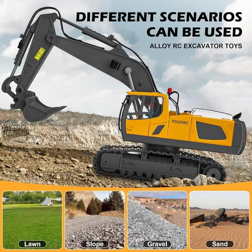 Miniatura 3 de Excavadora de control remoto (11 canales), camión volquete, bulldozer, cargadora (9 canales), vehículos de construcción de control remoto de 2.4
