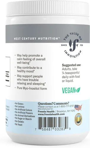 Miniatura 8 de FREEDA Polvo puro de mio-inositol – Vitamina B8 para hormonas, estado de ánimo y salud celular – Apoya la fertilidad, la concentración, la energía