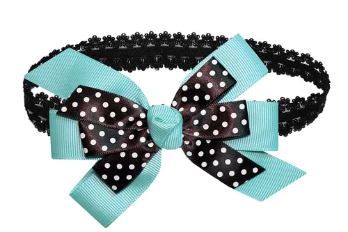 Miniatura 36 de WEBB DIRECT2U WD2U - Diadema elástica con lazo de grogrén de puntos negros para niñas (verde manzana)