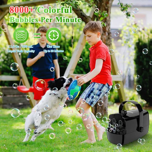 Miniatura 3 de Wisdomlit Máquina de burbujas, máquina de burbujas 3 en 1, soplador de burbujas con 3 ruedas de burbujas, hace pequeña mediana burbujas grandes