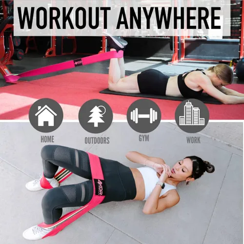 Miniatura 3 de Banda de resistencia de 4KOR Fitness, 50 x 3 pulgadas, hecha de tela cómoda antideslizante, perfecta para terapia física, yoga y construcción
