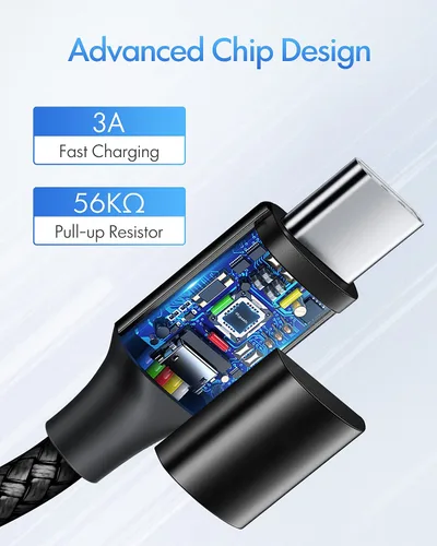 Miniatura 3 de etguuds Cable USB-C a USB-C extralargo - 16 pies/16.4 ft PD 60 W carga rápida, cable de carga de nailon trenzado doble duradero 2.0 - Negro