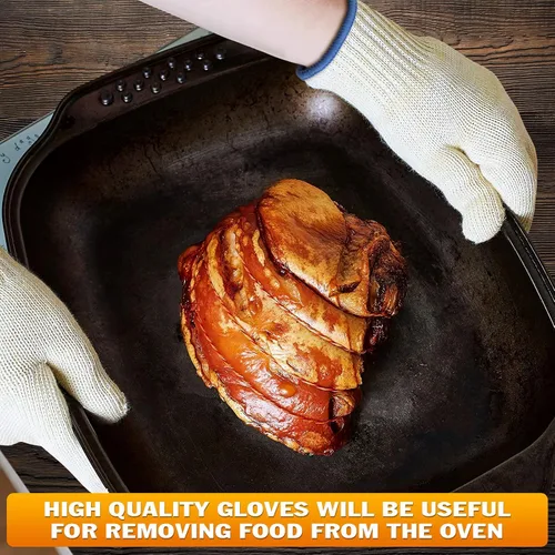Miniatura 9 de Guantes resistentes al calor para cocinar: 2 pares de guantes de algodón para ollas de cocina, guantes de cocina para hornear, guantes de cocina al