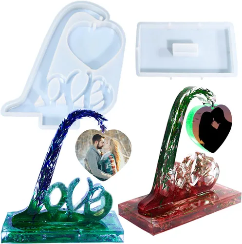 Miniatura 7 de Molde grande de silicona, moldes de marco de fotos de resina, moldes de resina en forma de árbol de Navidad para fundición de epoxi, moldes de marco