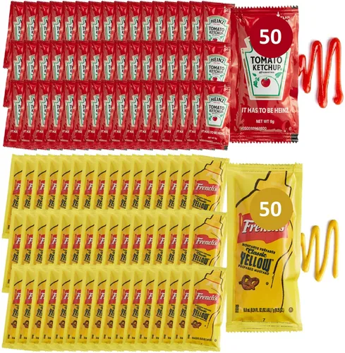 Miniatura 6 de 25 paquetes de salsa de tomate (0.23 onzas) y 25 paquetes de mostaza (0.27 onzas), 50 paquetes de condimentos en total