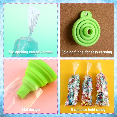 Miniatura 3 de 450 bolsas de helado desechables para helados con embudo de silicona, bolsa de dulces de 3 tamaños para hacer yogur, 2 x 12 pulgadas, 3 x 12