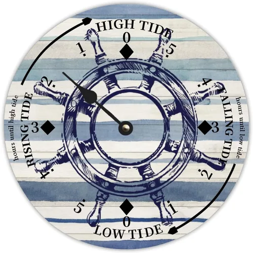 Miniatura 24 de Reloj de marea de estrella de mar oceánico, silencioso sin tictac, funciona con pilas, reloj de marea de madera, arte de pared, reloj de movimiento