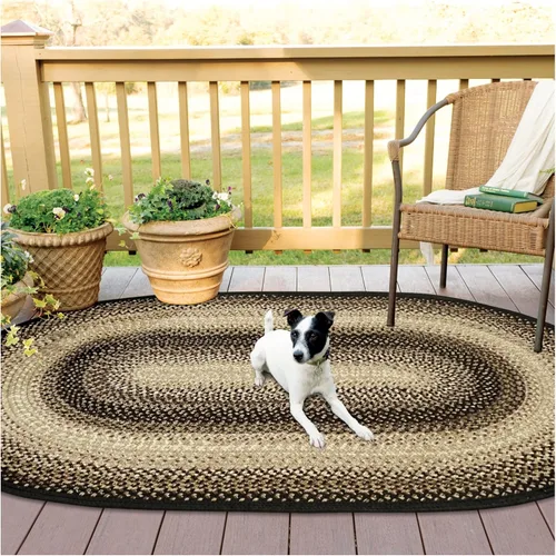 Miniatura 27 de Alfombra ovalada trenzada gris humo de 20 x 30 pulgadas, lavable para interiores y exteriores, decoración campestre para cocinas y entradas