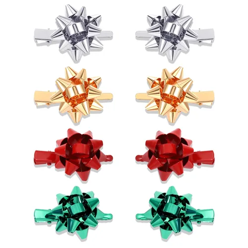 Miniatura 7 de PHALIN Pinzas para el cabello de Navidad para mujer, corona de copos de nieve, campanas de reno, horquillas para el pelo con diamantes de imitación