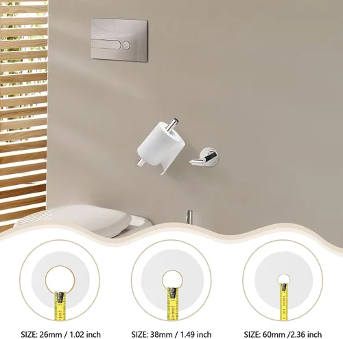 Miniatura 4 de Newfun Soporte de papel higiénico cromado pulido, SUS 304 de acero inoxidable ajustable, doble poste pivotante, soporte de pared para baño Cromo