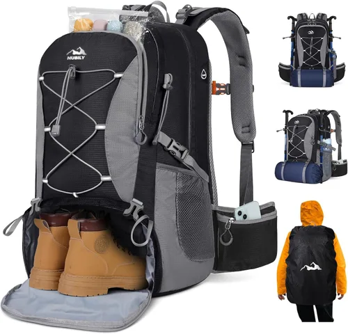 NUBILY Mochila de senderismo de 50L impermeable para hombres y mujeres, mochila de camping ligera para senderismo al aire libre, mochila de viaje